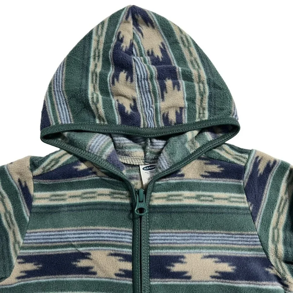 Old Navy 12-18m Green Aztec Print Fleece Hoodie